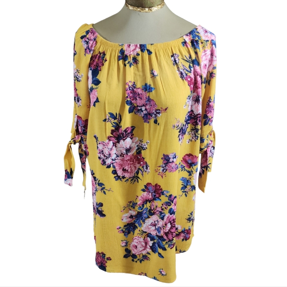 Miley + Molly Mustard Yellow Floral Dress Size Small